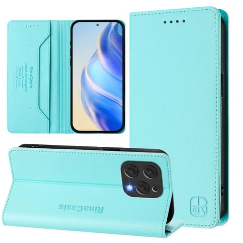 Funda de Cuero Rfid con Succión Magnética y Doble Pliegue para Doogee N55 Plus Rc01 (Verde Menta)