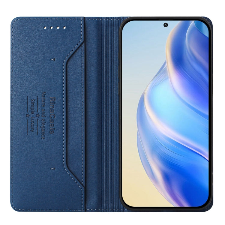 Funda de Cuero Ulefone Note 14 Rc01 con Doble Pliegue y Succión Magnética Rfid (Azul Oscuro)