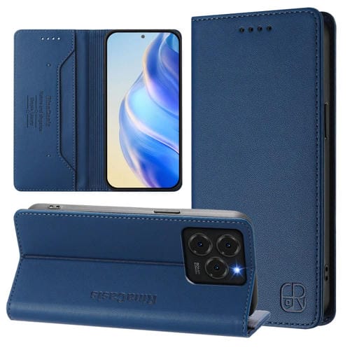 Funda de Cuero Ulefone Note 20 Pro Rc01 con Doble Pliegue y Succión Magnética (Azul Oscuro)