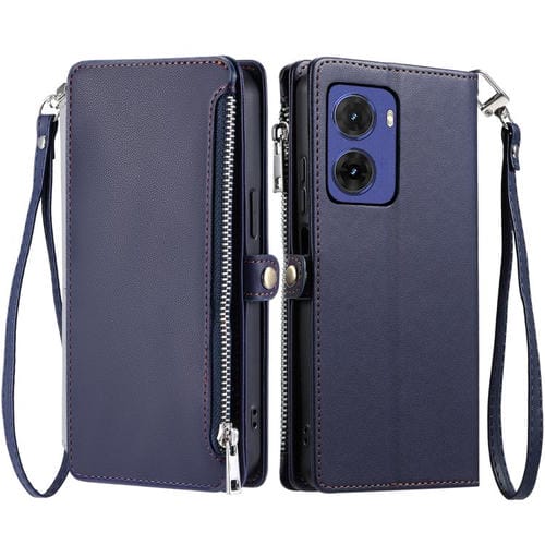 Funda para Teléfono Motorola Moto G05 con Cremallera y Ranura para Tarjetas (Azul)