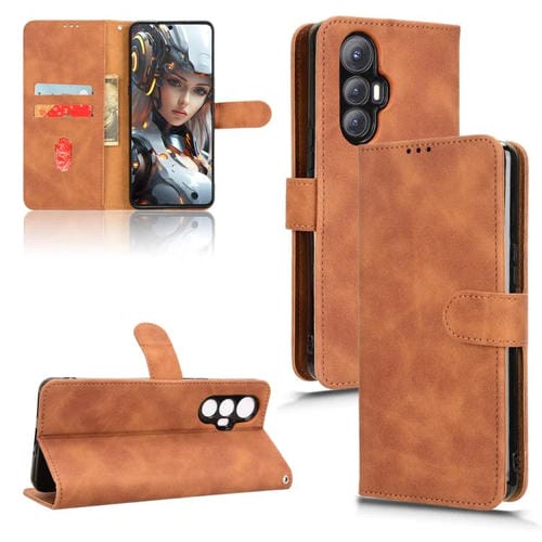 Funda de Cuero para Cubot Max 5 con Tapa Magnética Skin Feel (Marrón)