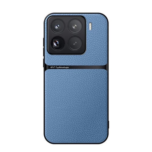 Funda Para Teléfono Xiaomi 15 Pro De Piel De Lichi Con Cobertura Total Magnética Y A Prueba De Golpes (Azul)