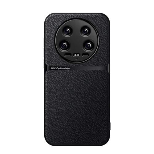 Funda Para Teléfono Xiaomi 14 Ultra Litchi De Piel Con Cobertura Total Magnética Y A Prueba De Golpes (Negra)