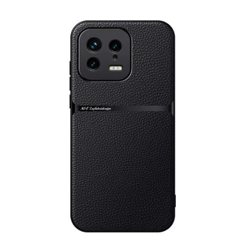 Funda para Teléfono Xiaomi 13 Litchi de Cuero con Cobertura Total Magnética a Prueba de Golpes (Negro)