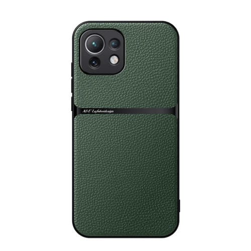Funda para Teléfono Xiaomi Mi 11 Lite 4G/5G de Piel de Lichi con Cobertura Total Magnética y a Prueba de Golpes (Verde)