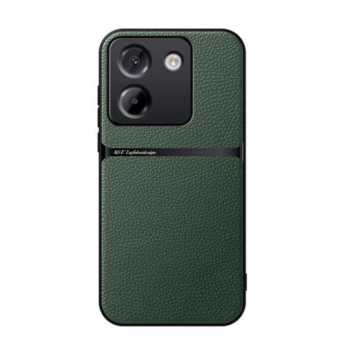 Funda magnética de cuero Litchi para Xiaomi Poco M7 Pro 5G, con cobertura total, a prueba de golpes (verde)
