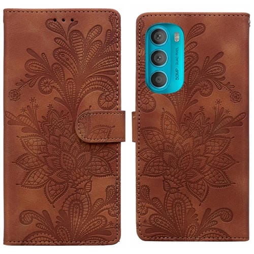 Funda de Cuero con Hebilla Magnética y Diseño Floral para Motorola Moto G71 5G (Marrón)