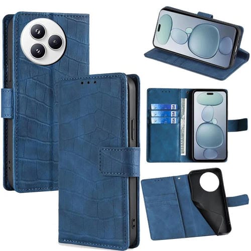 Funda de piel con cierre magnético y diseño de cocodrilo para Xiaomi Civi 5 Pro 5G (azul)