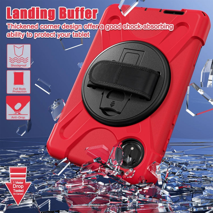 Funda Híbrida de Silicona con Soporte Giratorio para Tableta Xiaomi Redmi Pad Se 8.7 con Correa para El Hombro (Roja)