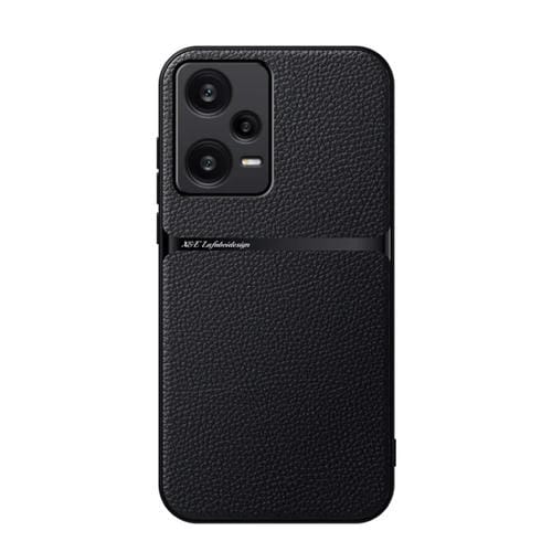 Funda para Teléfono Redmi Note 12 Pro 5G Global Litchi Leather con Cobertura Total Magnética y a Prueba de Golpes (Negra)
