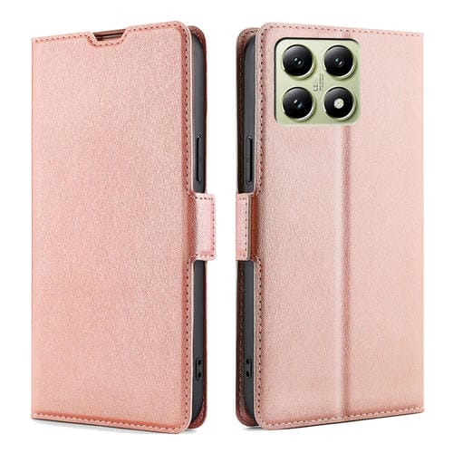 Funda De Cuero Con Tapa Horizontal Y Hebilla Lateral Ultrafina Para Teléfono Xiaomi 14T 5G (Oro Rosa)