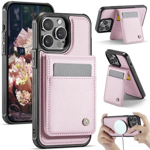 Funda de teléfono Jeehood J06 para iPhone 13 Pro Max con tarjetero RFID y Magsafe (Rosa)
