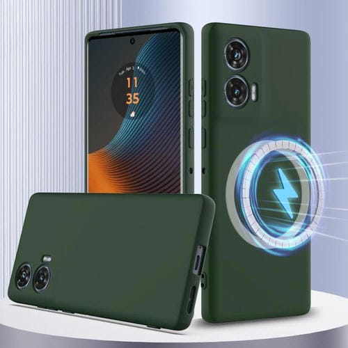 Funda de Silicona a Prueba de Golpes para Motorola Edge 50 Fusion Magsafe (Verde Oscuro)