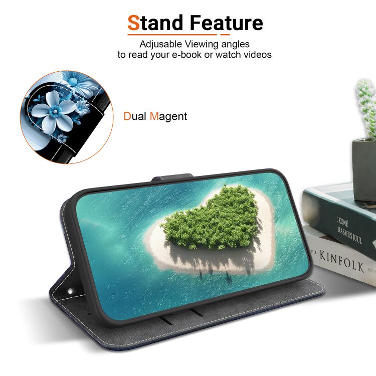 Funda de Cuero para iPhone 16E con Dibujo de Colores y Textura de Cristal (Orquídea Negra)
