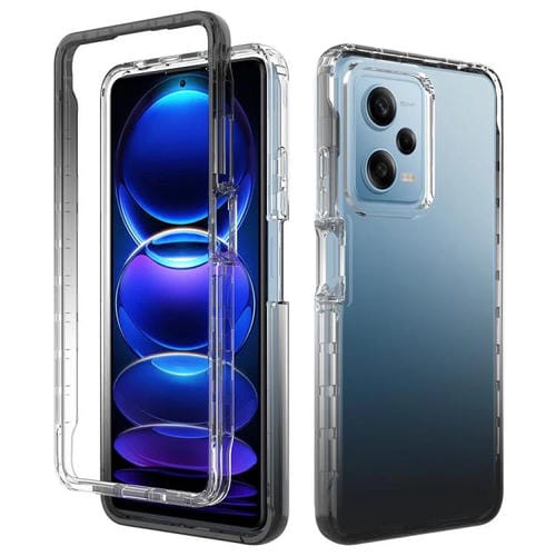 Funda de Teléfono Transparente a Prueba de Golpes con Degradado de PC + TPU para Redmi Note 12 Pro 5G (Negra)