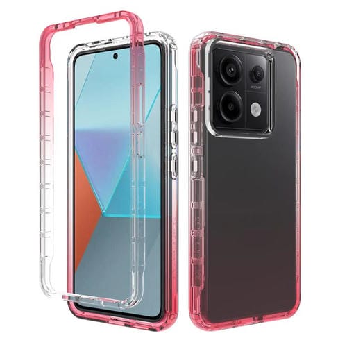 Funda de Teléfono de PC + TPU Transparente con Degradado a Prueba de Golpes para Redmi Note 13 Pro 5G (Rojo)