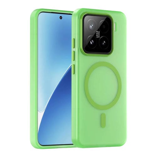 Funda Para Teléfono Xiaomi 15 Magsafe De Tpu Translúcido Esmerilado + Pc De Cobertura Total (Verde)