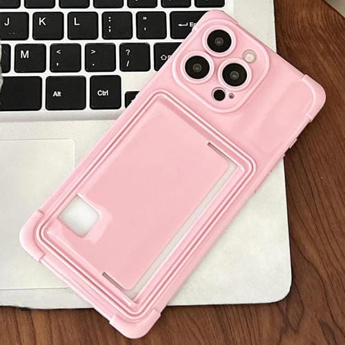 Funda TPU con Ranura para Tarjeta Lateral para iPhone 15 Pro Max (Rosa)