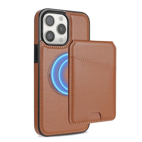 Funda para Teléfono Magsafe con Tarjetero Desmontable para iPhone 15 Pro Max (Marrón)