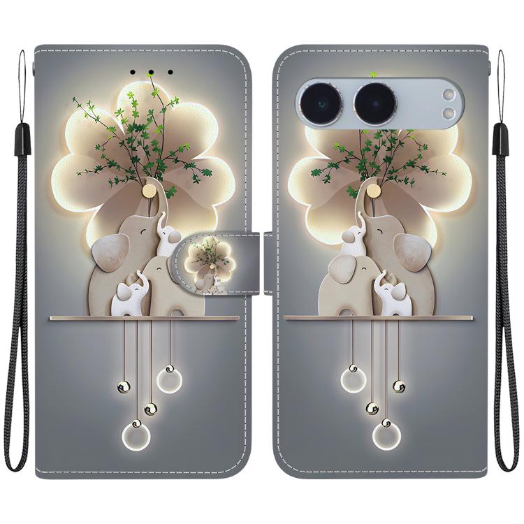 Funda de Cuero con Dibujo y Textura de Cristal para OnePlus Nord 4 (Elefantes)