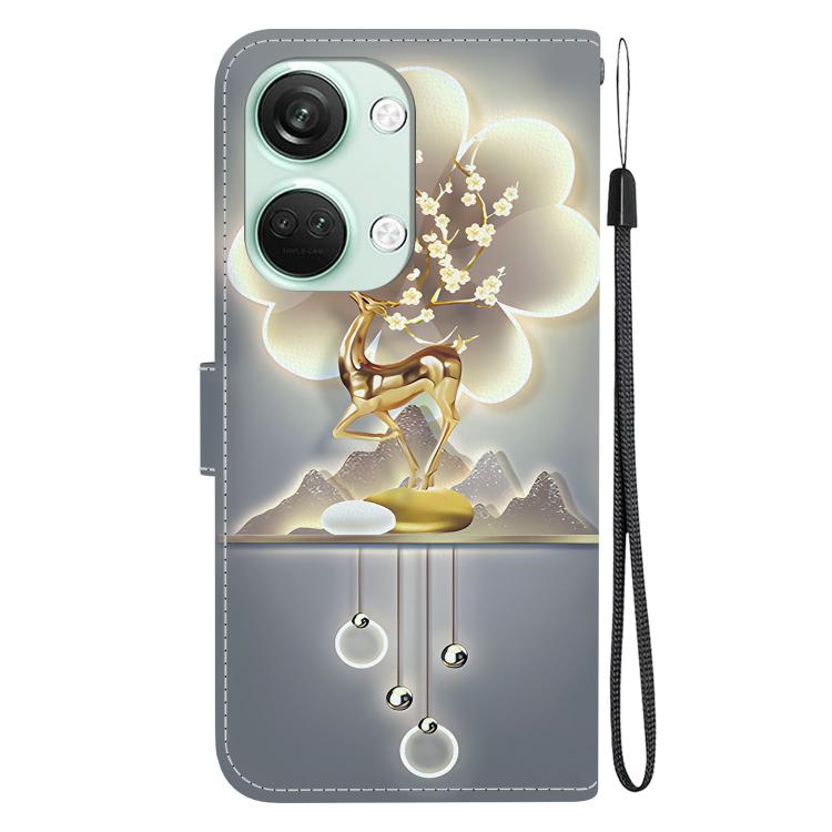 Funda de Cuero OnePlus Ace 2V 5G Nord 3 con Dibujo de Colores y Textura de Cristal (Ciervo Sika)