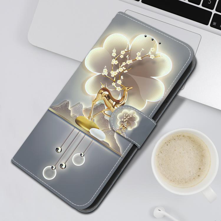 Funda de Cuero OnePlus Ace 2V 5G Nord 3 con Dibujo de Colores y Textura de Cristal (Ciervo Sika)