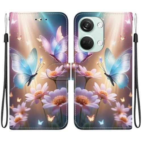 Funda de Cuero para OnePlus Ace 2V 5G y Nord 3 con Dibujo de Mariposa y Flor (Colores)