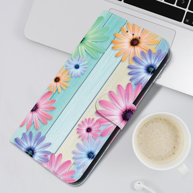 Funda de Cuero con Dibujo y Textura de Cristal para OnePlus Ace 2V 5G y Nord 3 (Girasoles)
