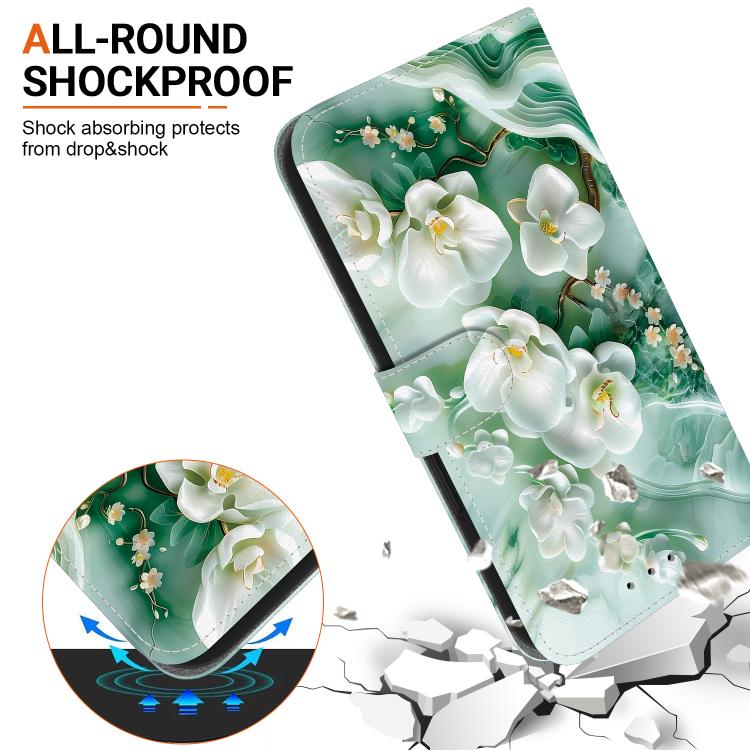 Funda de Cuero OnePlus Ace 2V 5G y Nord 3 con Dibujo de Colores y Textura de Cristal (Flores de Jade)
