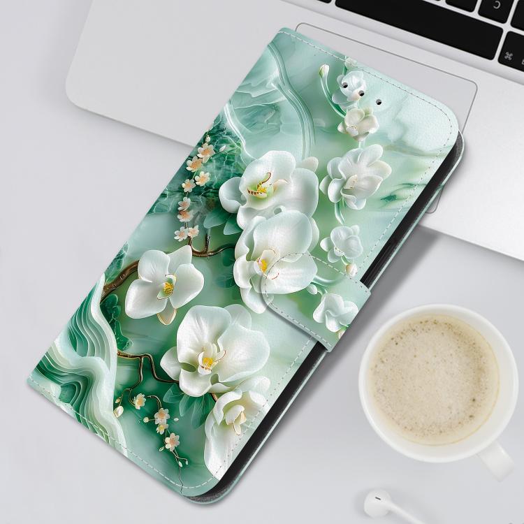 Funda de Cuero OnePlus Ace 2V 5G y Nord 3 con Dibujo de Colores y Textura de Cristal (Flores de Jade)