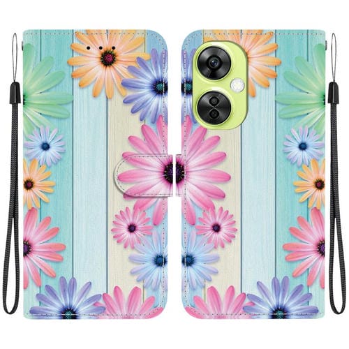 Funda de Cuero con Dibujo y Textura de Cristal para OnePlus Nord Ce 3 Lite/N30 (Girasoles)