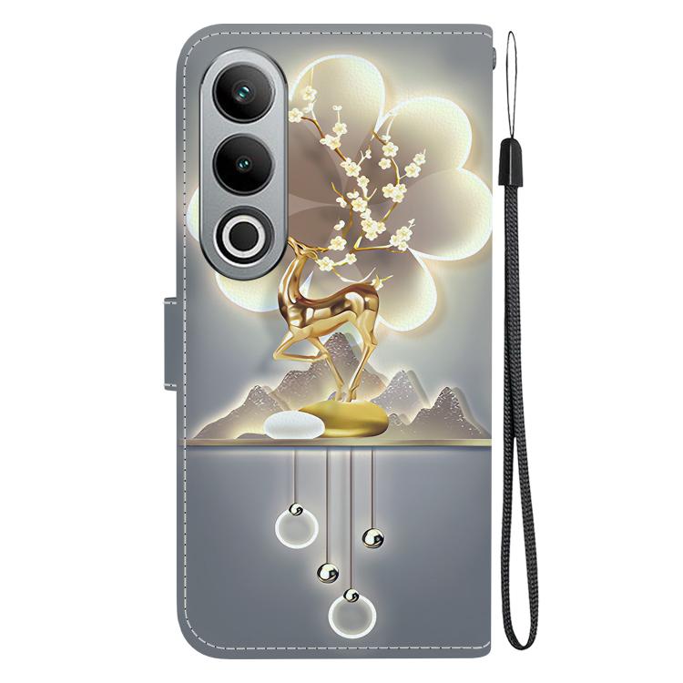 Funda de Cuero con Dibujo y Textura de Cristal para OnePlus Nord Ce4 5G (Ciervo Sika)