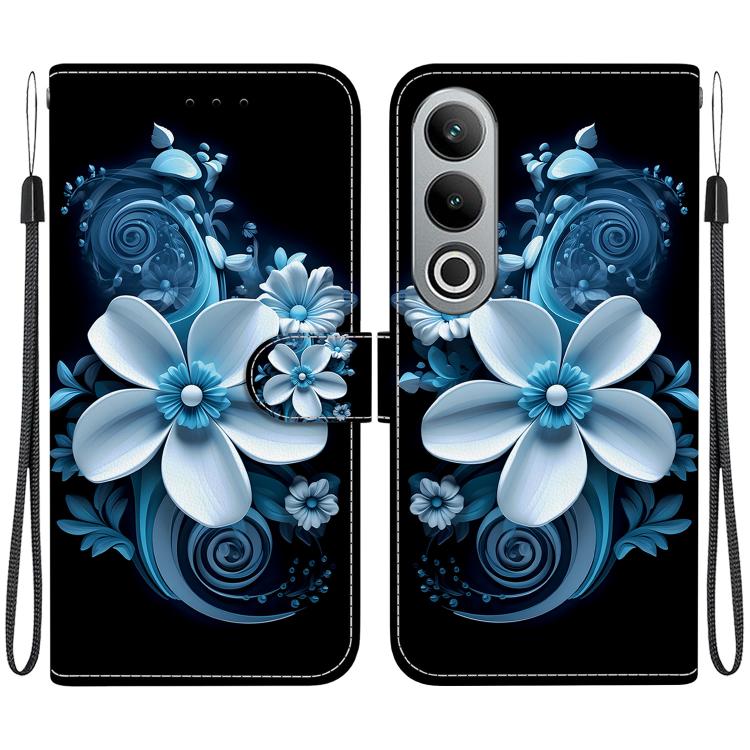 Funda de Cuero con Dibujo y Textura de Cristal para OnePlus Nord Ce4 5G (Orquídea Negra)