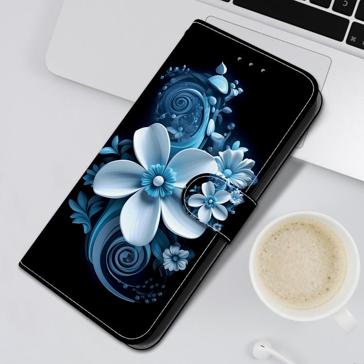 Funda de Cuero con Dibujo y Textura de Cristal para OnePlus Nord Ce4 5G (Orquídea Negra)