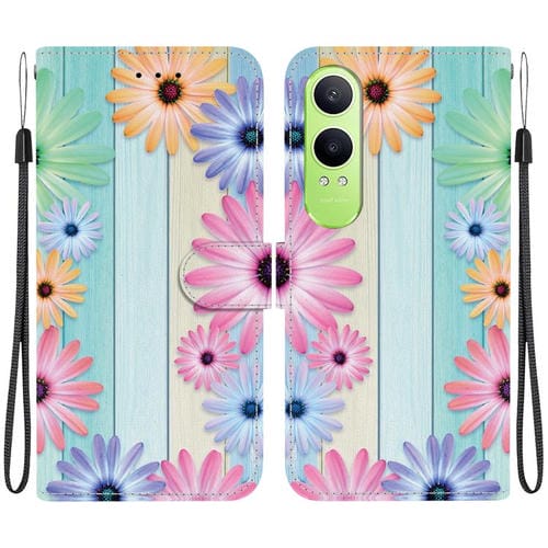 Funda de Cuero con Dibujo y Textura de Cristal para OnePlus Nord Ce4 Lite (Girasoles)
