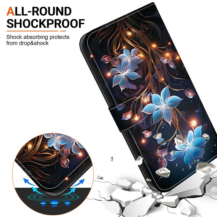 Funda de Cuero para LG K61 con Dibujo de Colores y Textura de Cristal (Flor de Linterna Pequeña)