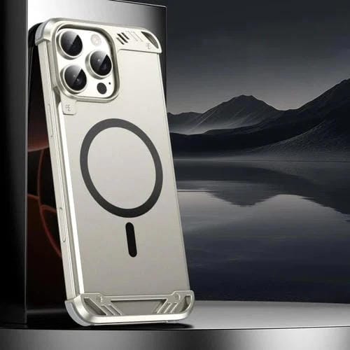Estuche para Teléfono R-Just RJ63 con Aroma Mecha y Magsafe sin Marco para iPhone 16 Pro Max (Titanio)