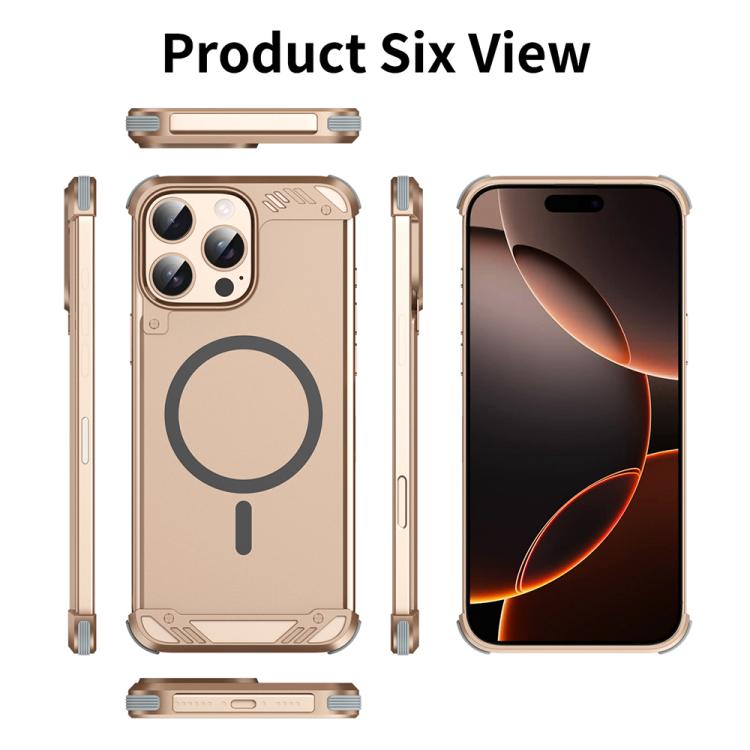 Funda para Teléfono R-Just RJ63 con Aroma Mecha y Magsafe sin Marco para iPhone 15 Pro Max (Dorado del Desierto)