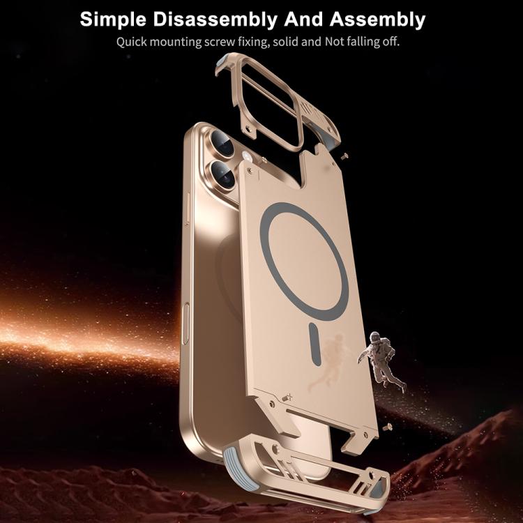 Funda para Teléfono R-Just RJ63 con Aroma Mecha y Magsafe sin Marco para iPhone 15 Pro Max (Dorado del Desierto)