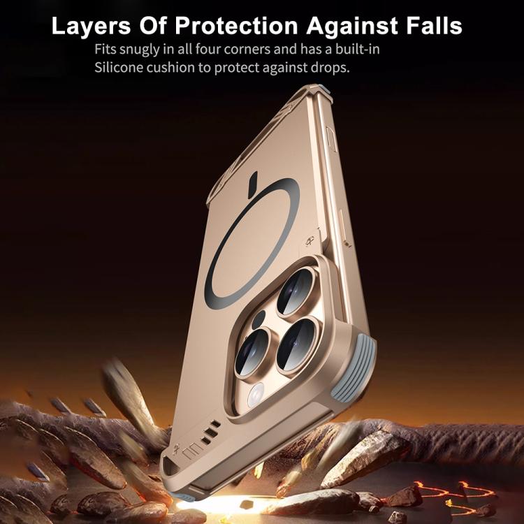 Funda para Teléfono R-Just RJ63 con Aroma Mecha y Magsafe sin Marco para iPhone 15 Pro Max (Dorado del Desierto)