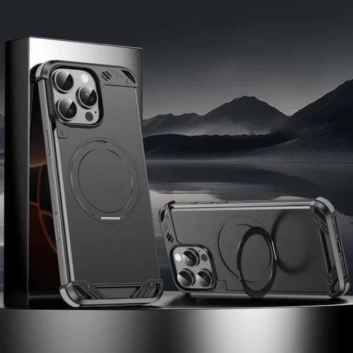 Funda para Teléfono R-Just RJ63-1 con Soporte Magsafe sin Marco para iPhone 16 Pro Max (Negro)