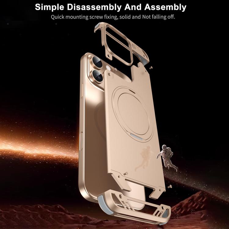Estuche para Teléfono R-Just RJ63-1 con Soporte Magsafe sin Marco para iPhone 16 Plus (Plateado)