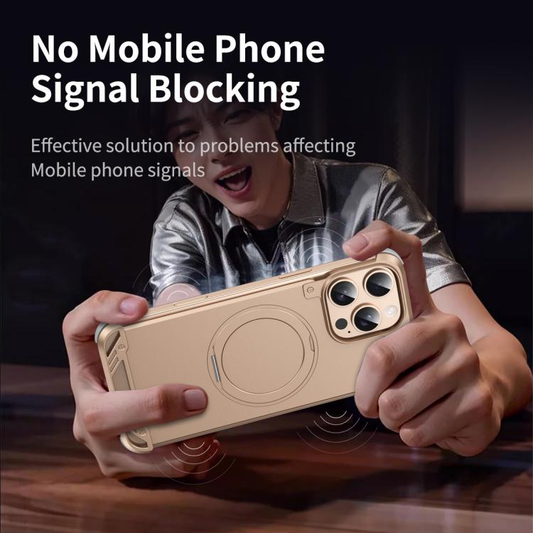 Funda para Teléfono R-Just RJ63-1 con Soporte Magsafe sin Marco para iPhone 14 (Plateada)