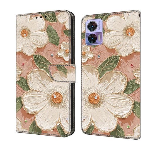 Funda de Cuero Pintada a Mano para Motorola Edge 30 Neo (Girasol)