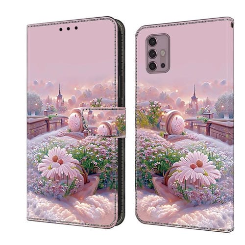 Funda de Cuero Pintada a Mano para Motorola Moto G30 (Jardín)