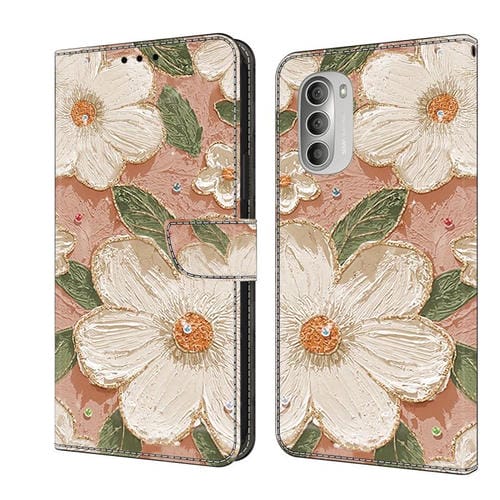 Funda de Cuero Pintada a Mano Motorola Moto G51 Protección (Girasol)