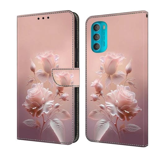 Funda de Cuero Pintada a Mano para Motorola Moto G71 5G (Flores de Cerámica)