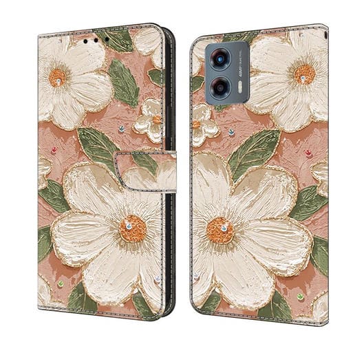 Funda de Cuero Pintada a Mano Motorola Moto G 2023 Protección (Girasol)