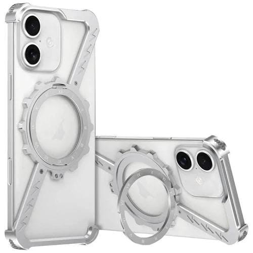 Funda para Teléfono Metal iPhone 16 Plus Magsafe Soporte 360 Sin Marco (Plata Espacial)