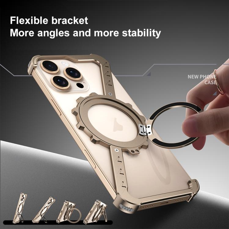 Funda para Teléfono iPhone 14 Magsafe Soporte 360 Metal sin Marco en Forma de Z (Plata Espacial)